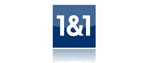 Ein blaues, quadratisches Logo mit dem zentrierten weißen Schriftzug „1&1“ und einem leichten Spiegelungseffekt darunter symbolisiert den Schwerpunkt der Marke auf Elektro- und Informationstechnik.