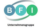 Logo mit drei sich überlappenden Kreisen, die mit B, F und I beschriftet sind. Ein Schwung verbindet die Kreise. Darunter steht in schwarzer Schrift der Text „Unternehmensgruppe“, der die Kompetenz in der Elektro- und Informationstechnik hervorhebt.
