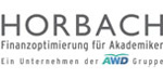 Logo mit dem Text: HORBACH Finanzoptimierung für Akademiker. Ein Unternehmen der AWD-Gruppe. Besonders relevant für Fachrichtungen wie Elektrotechnik und Informationstechnik. „AWD“ ist in Blau und Grün hervorgehoben.